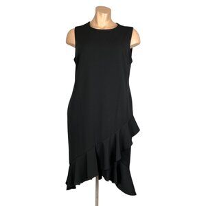 Calvin Klein Womens Plus Crisscross Ruffle Sheath Dress Black Sleeveless size 20